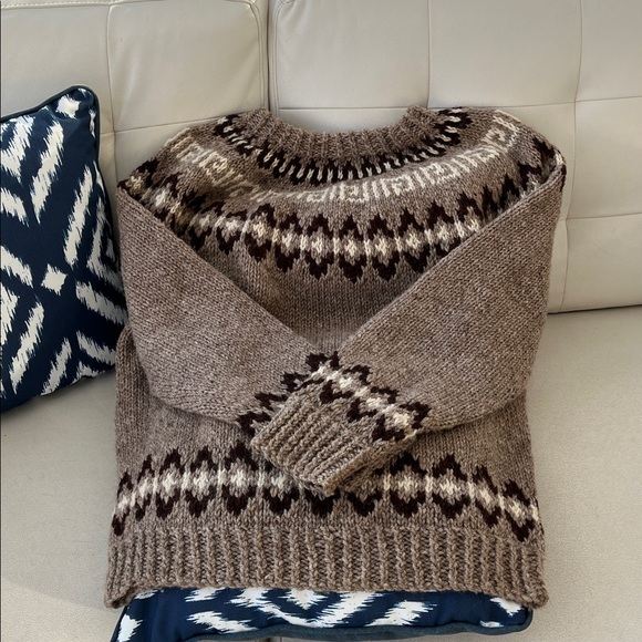 Cozy Handmade Wool Brown Patterned Sweater- vintage but excellent condition - Picture 2 of 3